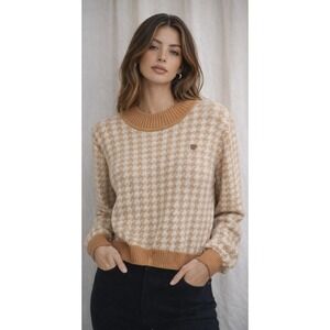 NWT Simple Retro Houndstooth Cottagecore‎ L Sweater Academia Quite Luxury